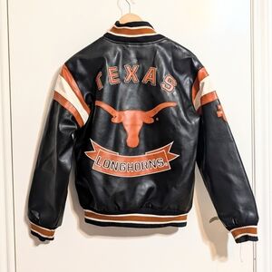 Texas Longhorns Varsity Jacket Vintage Burnt Orange Bomber Youth L 8/10 Or XS/S